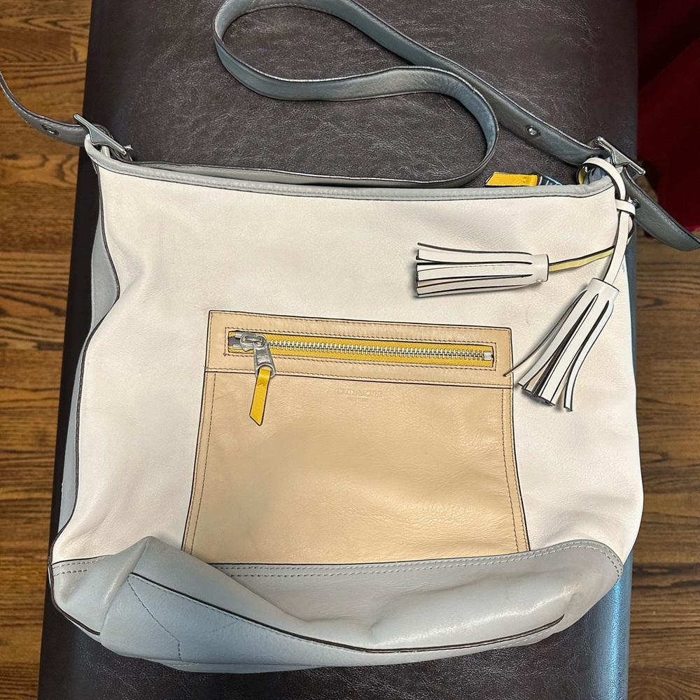 Coach Legacy Colorblock Cream and Tan Shoulder Bag